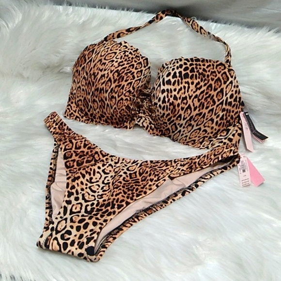 Victoria's Secret Other - NWT Victoria's Secret Animal Print Swim Collection Top/40C Bottom/LG
